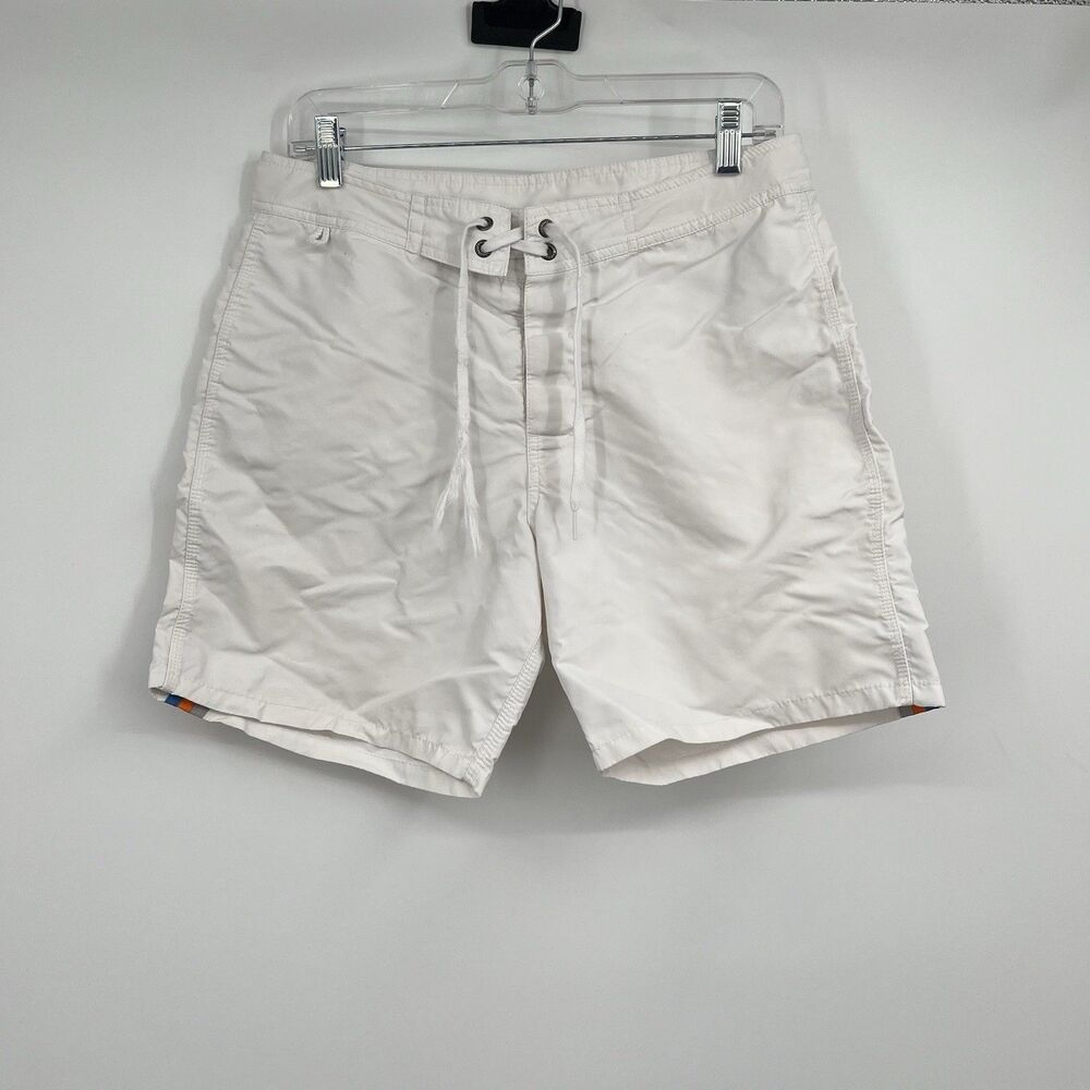 Sundek Mens Swim Trunks Shorts Mesh Lined Swimsuit White Nylon 30 Beach Cruise